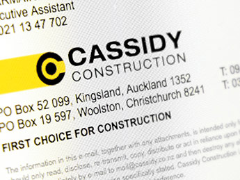 Angle Limited Auckland Email signature design service Cassidy Construction email signature example