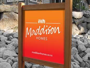 Angle Limited Auckland Signage & large scale design services Maddison Homes signage design example