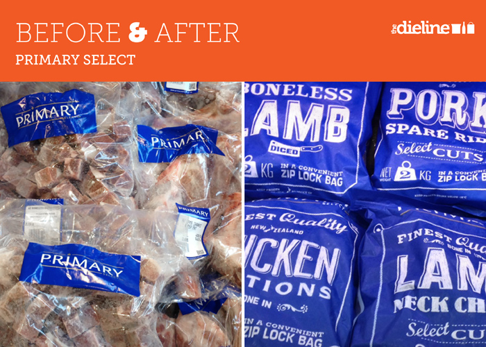 Before and after Angle's packaging design work for Primary Select